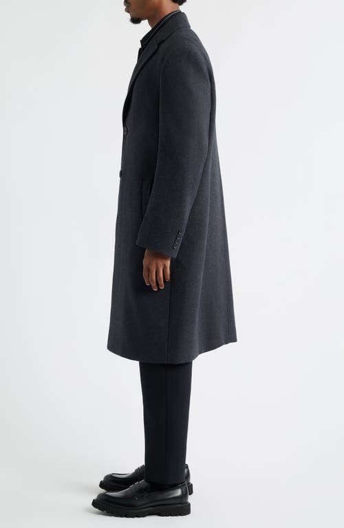 Open Edit Wool Blend Melton Overcoat In Black