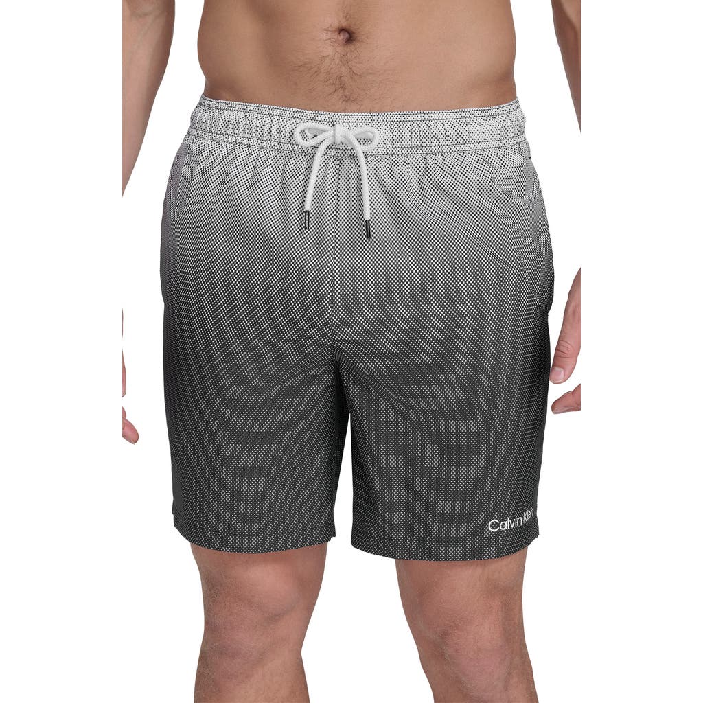 Calvin Klein Graphite Stripe Core Volley Swim Trunks In Black