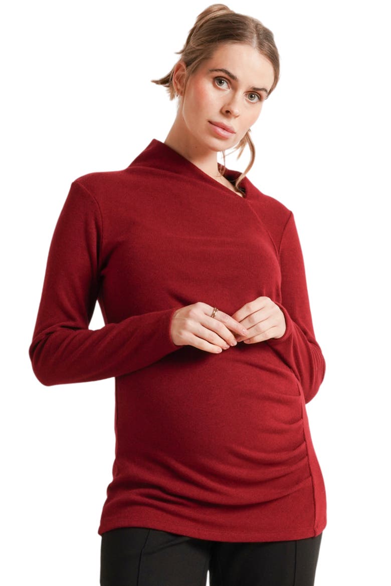 Claire Asymmetric Neck Maternity Sweater, Main, color, Dark Red