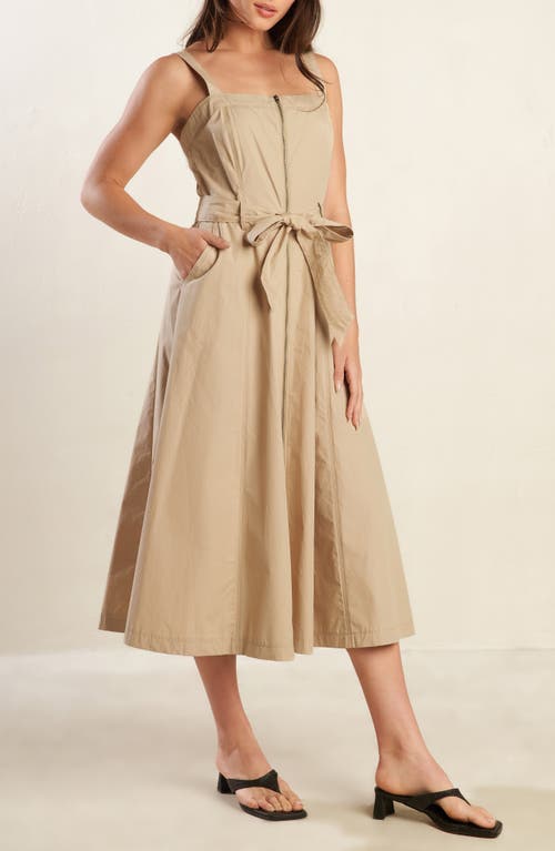 Freemarket Belted Cotton Zip-up Midi Dress