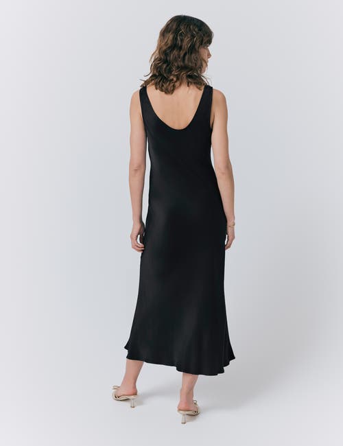 Ghost London Palm Satin Midi Slip Dress In Black