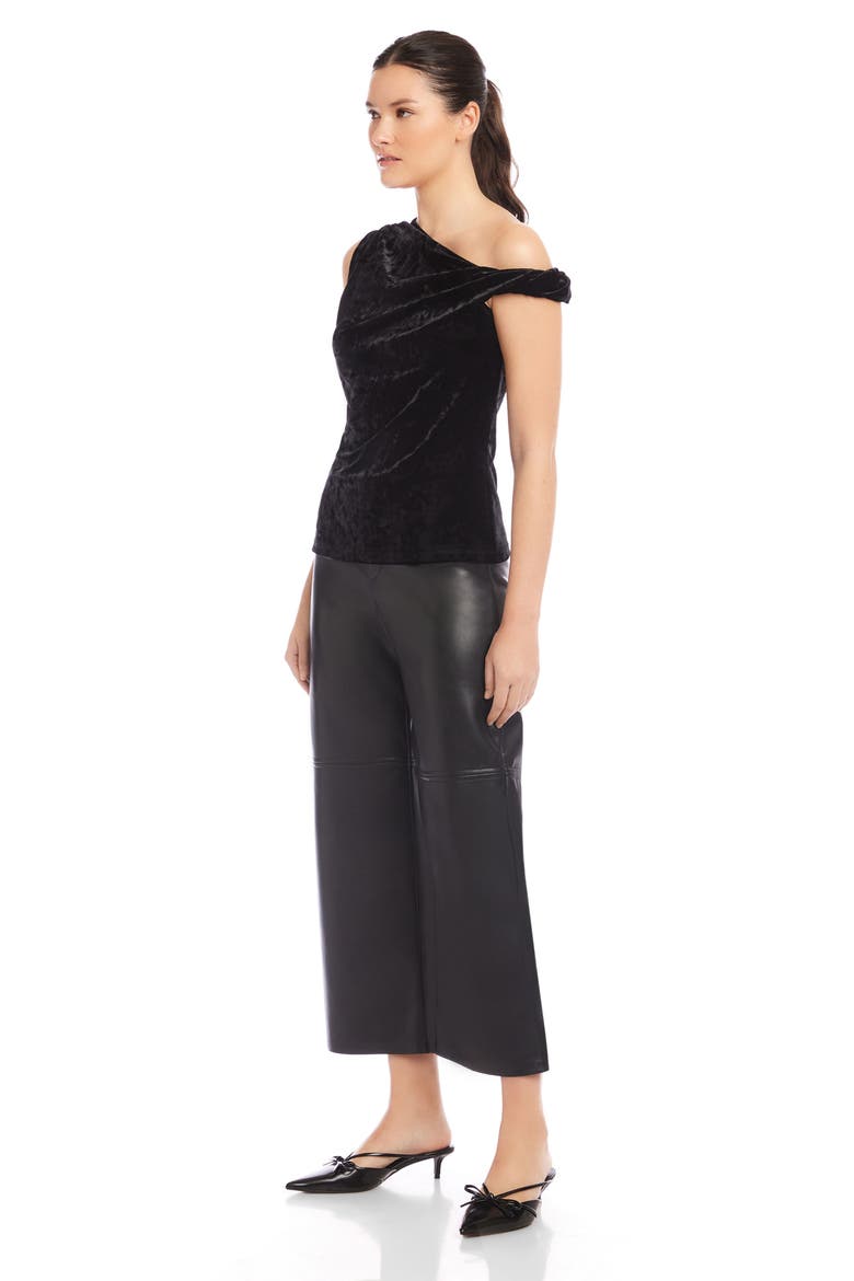 Nadia One-Shoulder Velvet Top, Alternate, color, BLACK