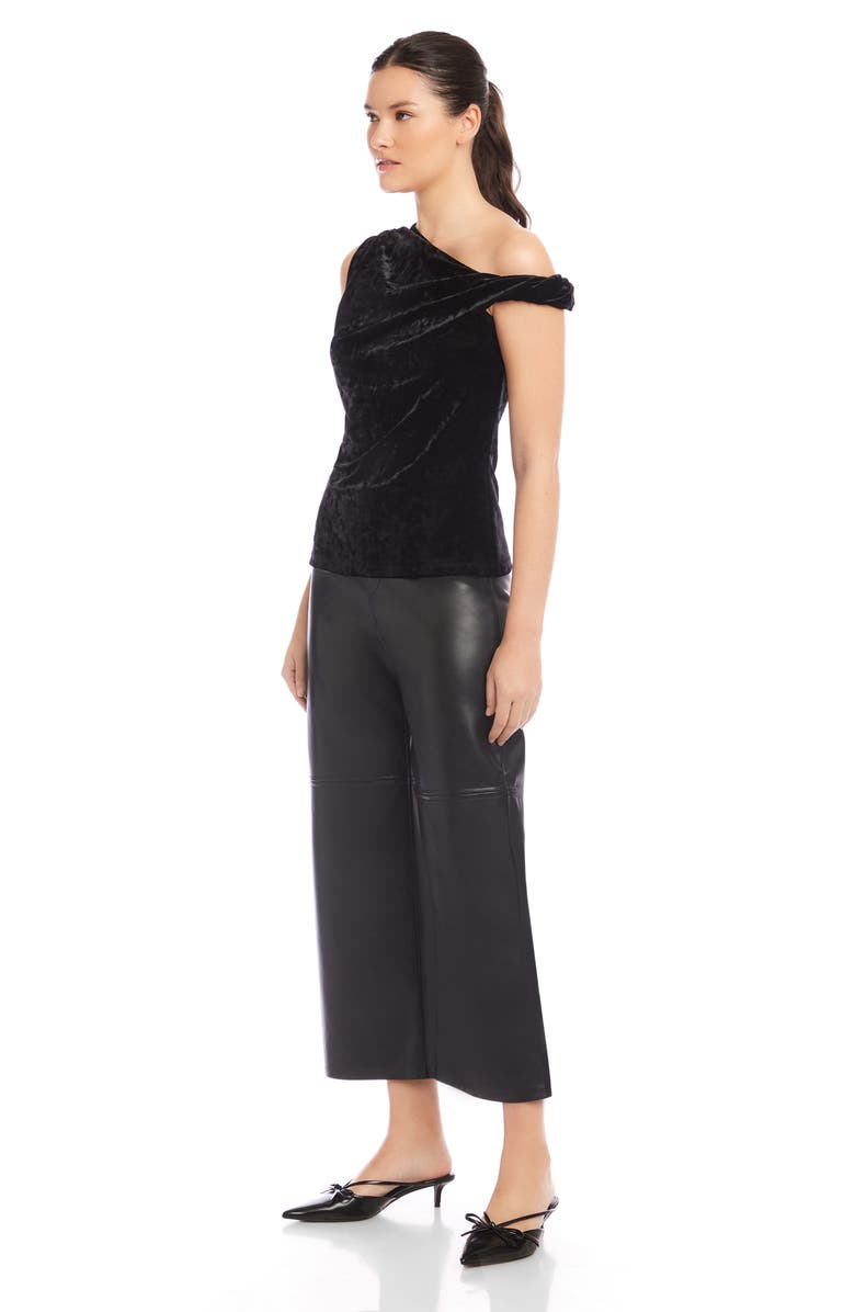 FIFTEEN TWENTY Nadia One-Shoulder Velvet Top, Alternate, color, Black
