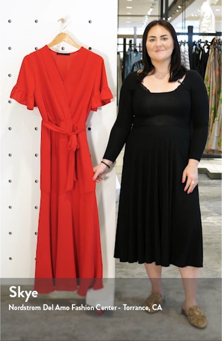 Ruffle Sleeve Faux Wrap Dress, sales video thumbnail