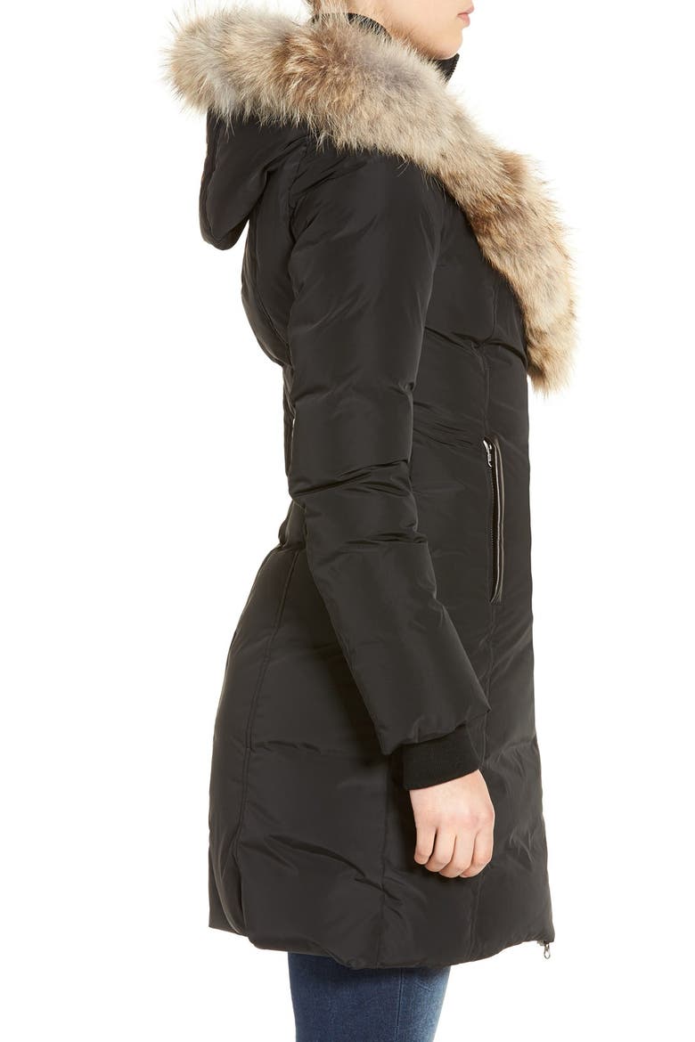Down Puffer with Coyote Fur Trim, Alternate, color, BLACK