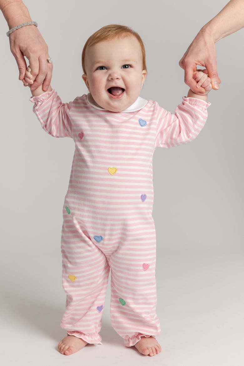 Stripe Knit Longall with Hearts, Alternate, color, Pink & White Stripe