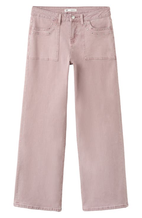 Studded Low Waist Straight Leg Jeans