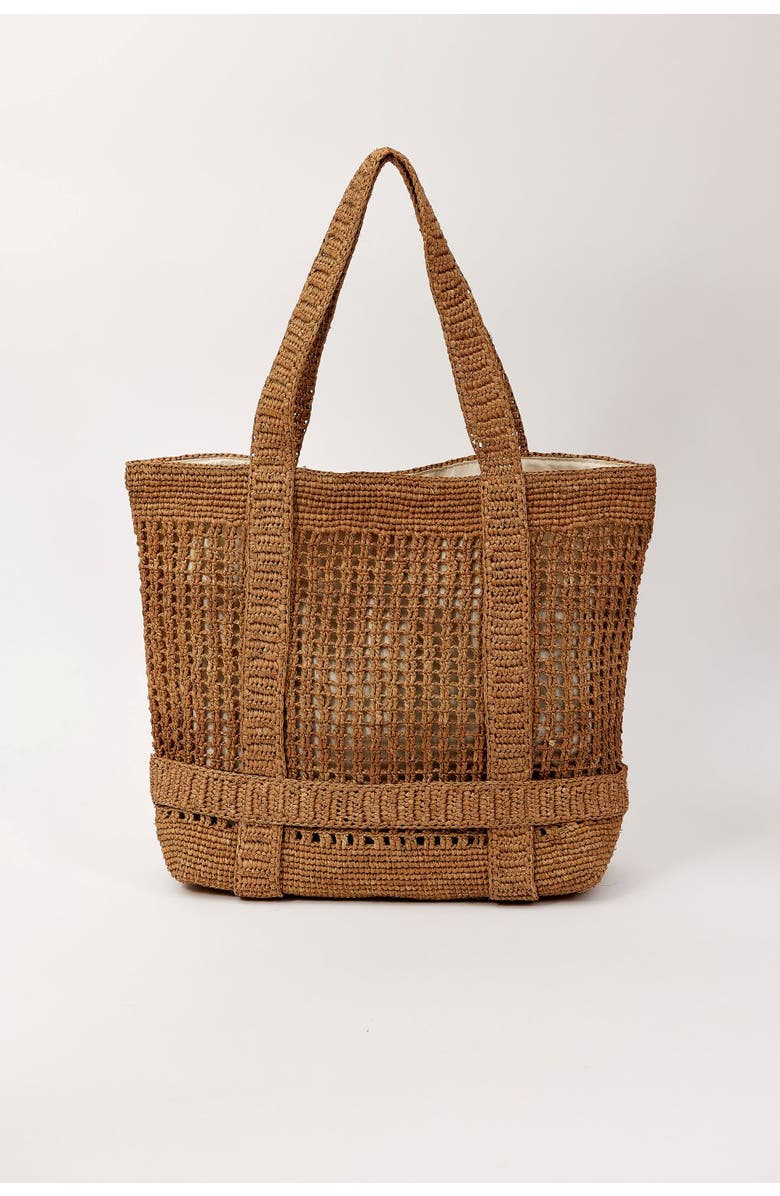 Hat Attack The Original Straw Traveler Tote, Main, color, Toast