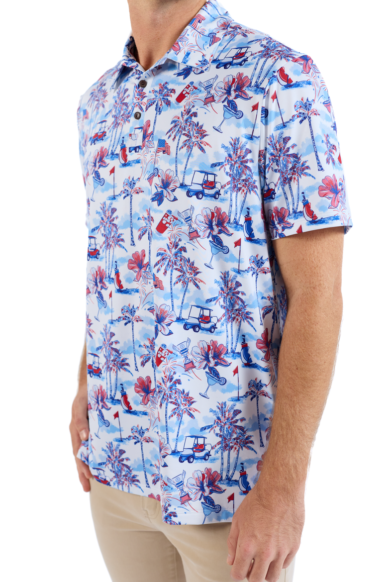 The Red, White & Bloom - Golf Shirt, Alternate, color, White