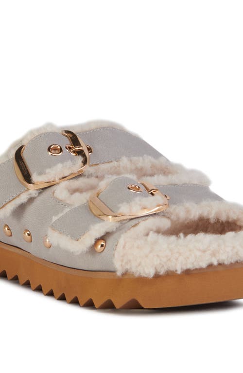 Azalea Wang Tresor High Pile Fleece Trim Slide Sandal In Multi