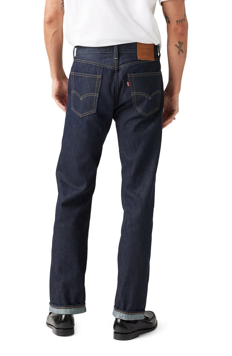 Levi's<sup>®</sup> 505<sup>™</sup> Relaxed Straight Leg Selvedge Jeans, Alternate, color, Midnight Selvedge