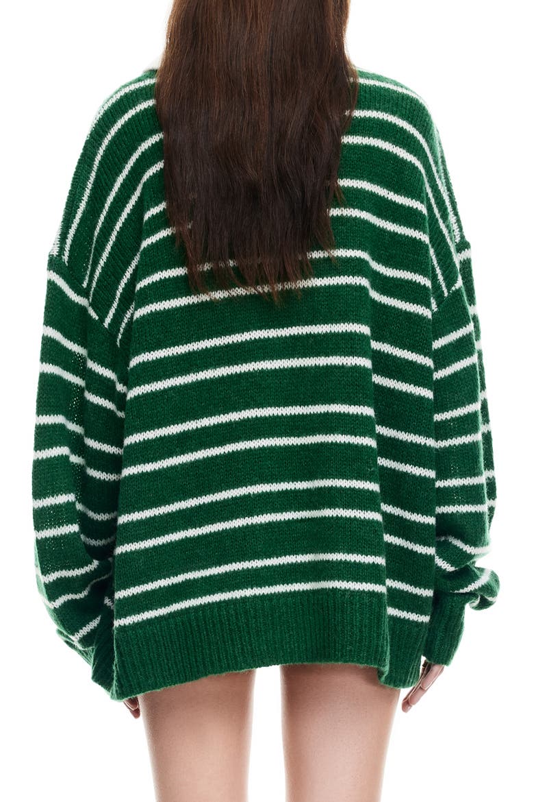 Rising Sun Stripe Polo Sweater, Alternate, color, FOREST