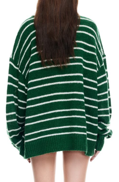 Lioness Rising Sun Stripe Polo Sweater In Green