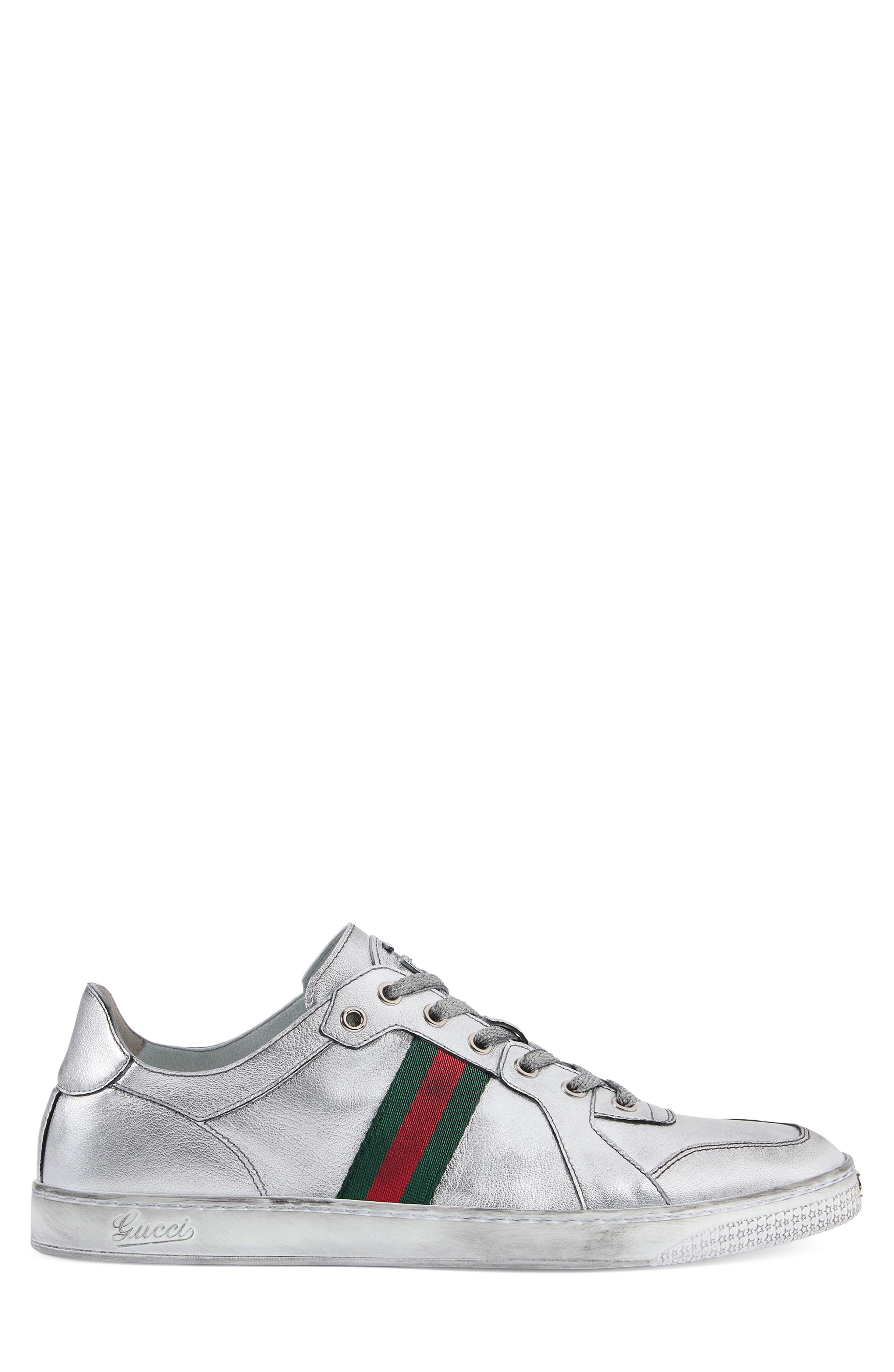 Gucci Coda Metallic Low Top Sneaker, Alternate, color, Silver Metallic