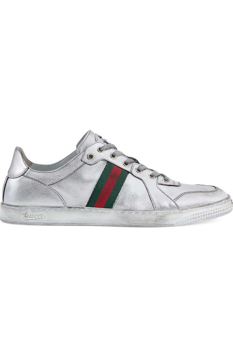 Gucci Coda Metallic Low Top Sneaker, Alternate, color, Silver Metallic