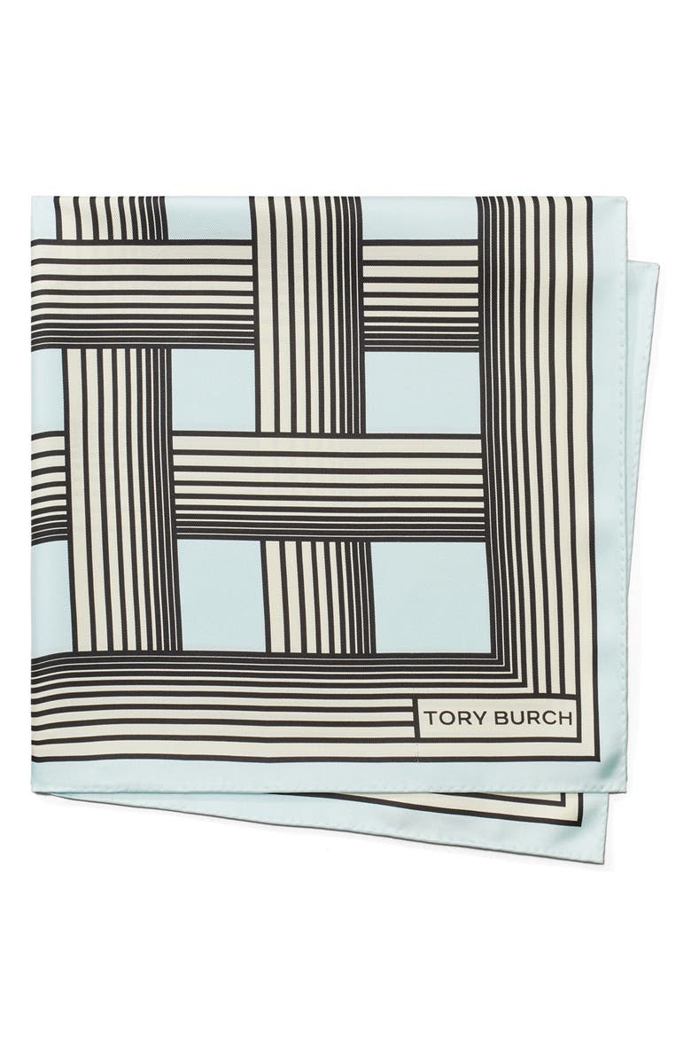 Tory Burch Gradual Stripe Square Silk Neckerchief, Main, color, Gradual Stripe Blue