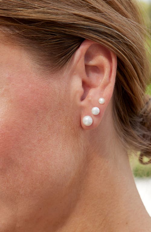 Savvy Cie Jewels Set Of 3 Cultured Pearl Stud Earrings