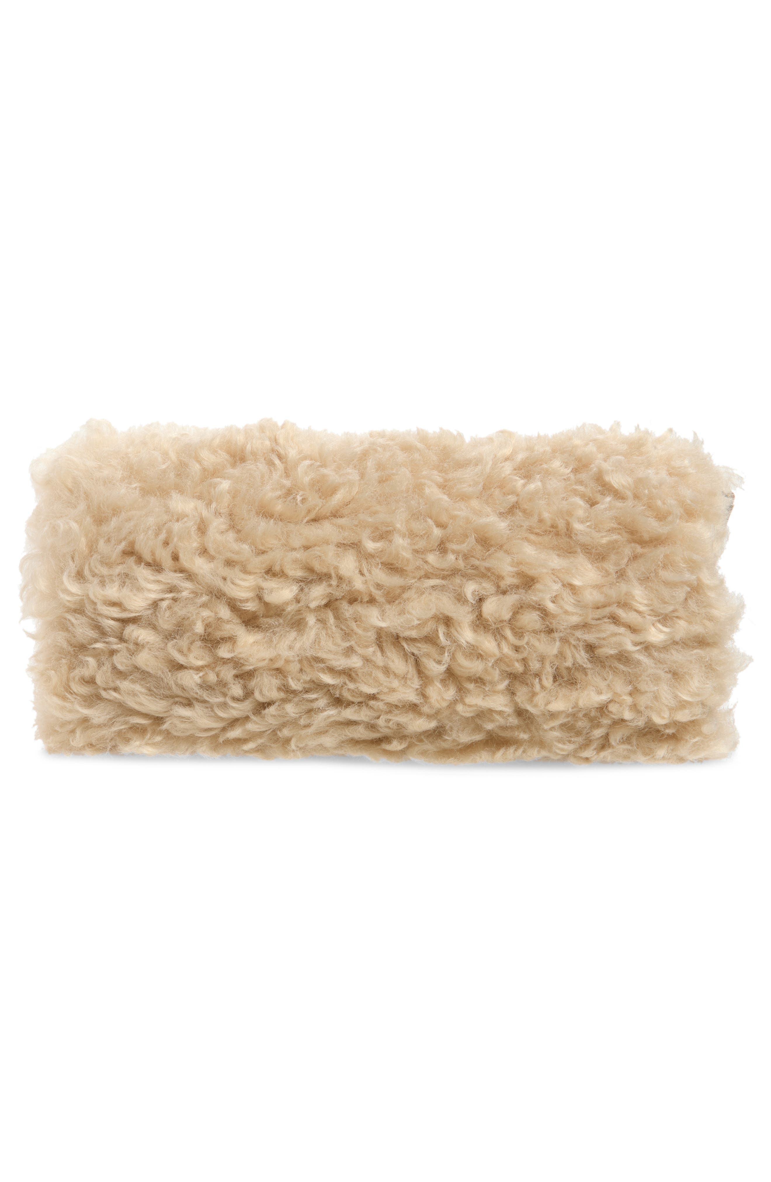 Logo Faux Fur Bracelet Pouch, Alternate, color, OAT