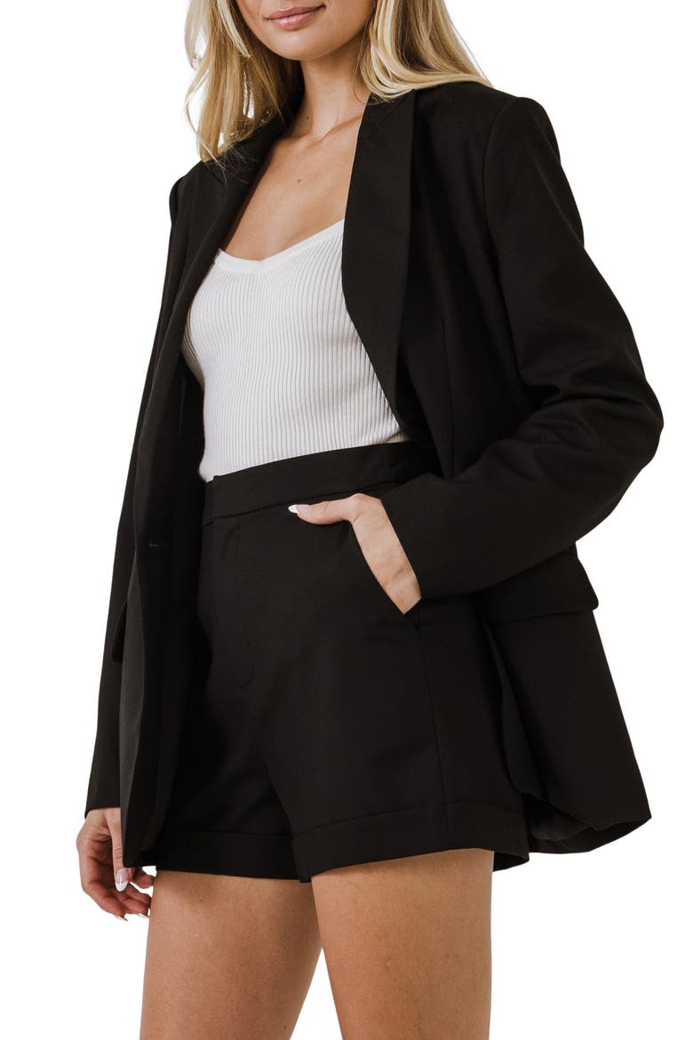 Single Breasted Blazer, Alternate, color, BLACK