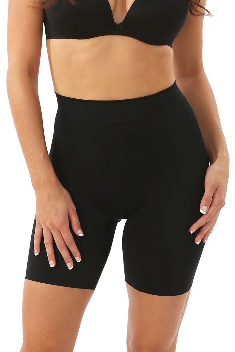 Mother Tucker Shortie High Waist Compression Shorts, Main, color, BLACK