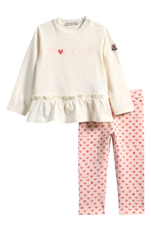 Kids' Ruffle Hem Graphic T-Shirt & Heart Print Leggings Set (Baby & Toddler)