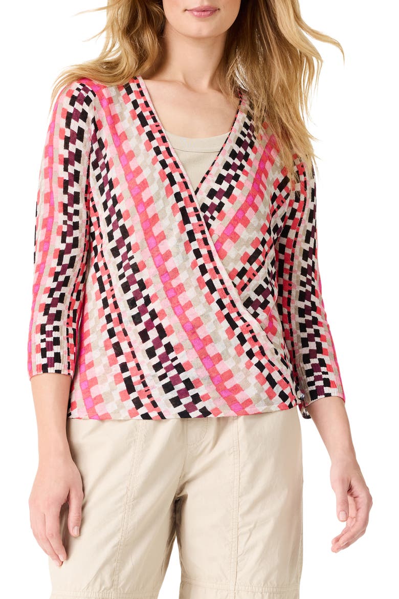 Pixel Sunset 4-Way Linen Blend Convertible Cardigan, Main, color, PINK MULTI