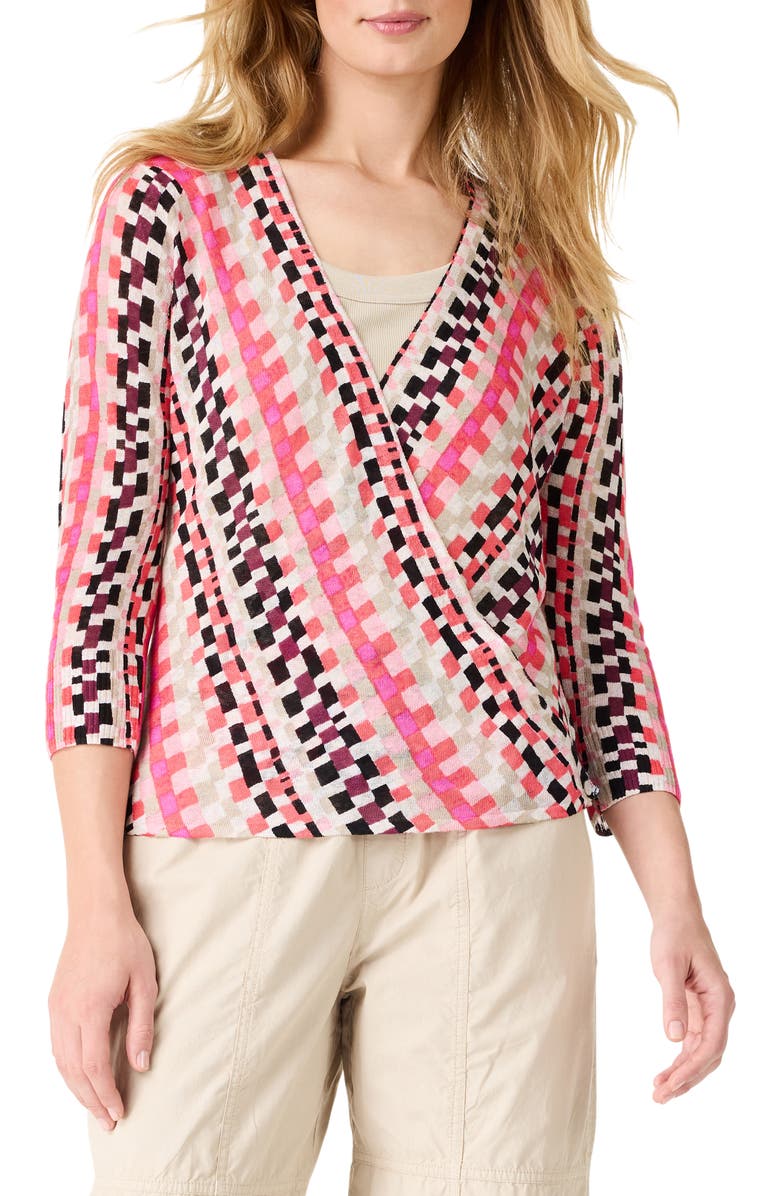 NIC+ZOE Pixel Sunset 4-Way Linen Blend Convertible Cardigan, Main, color, Pink Multi