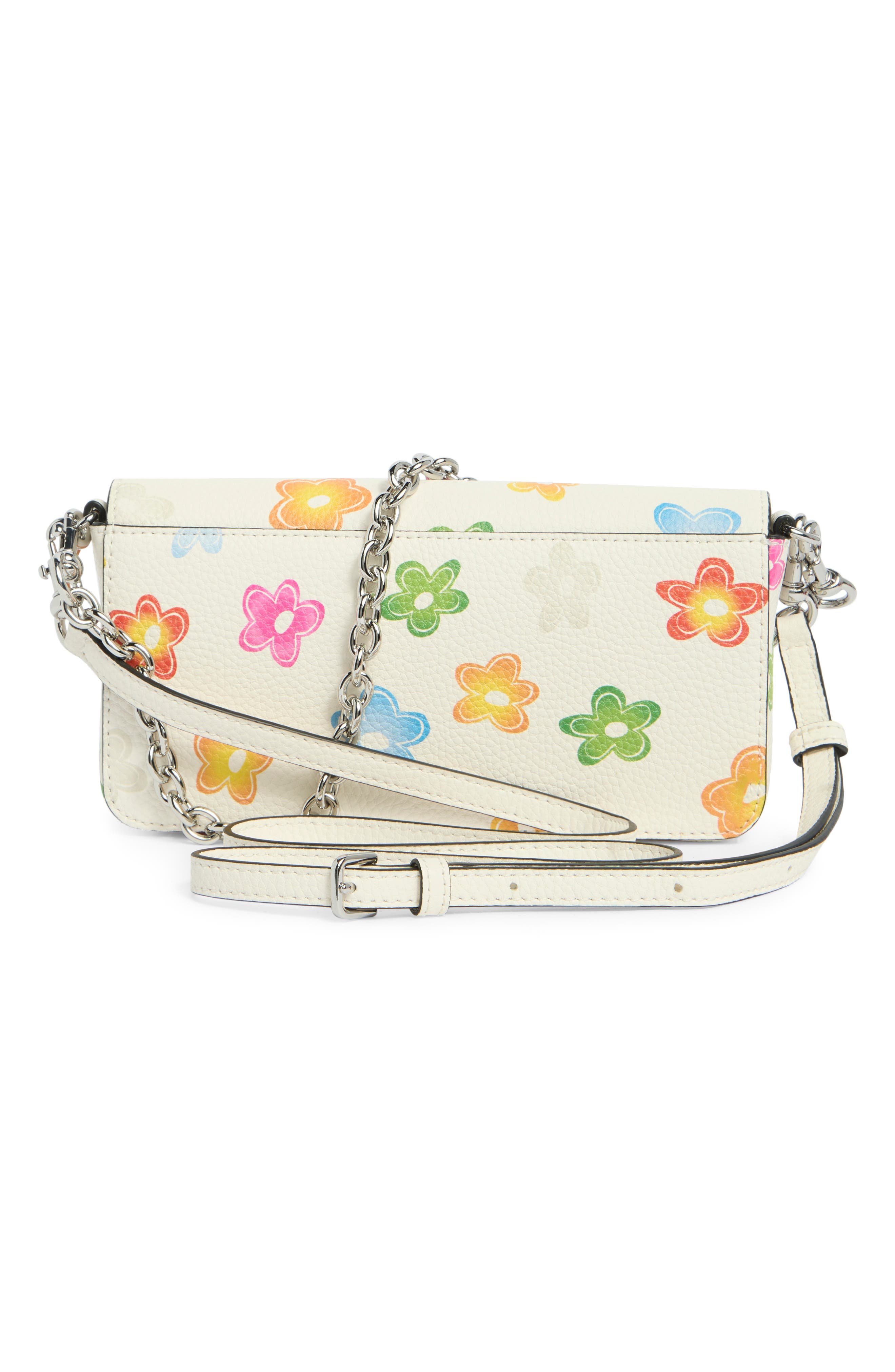 Marc Jacobs Floral Leather Crossbody Mini Bag, Alternate, color, White Multi