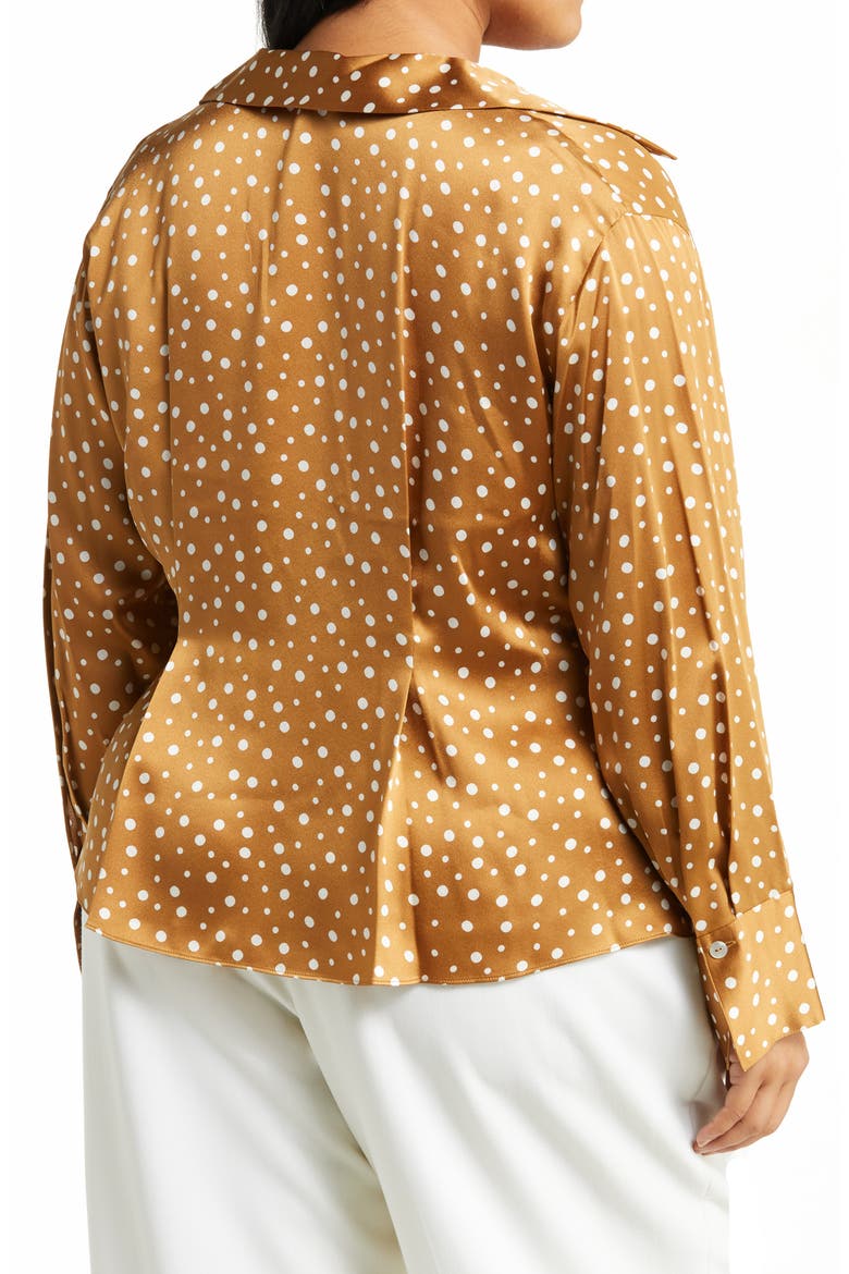 Dot Print Silk Blouse, Alternate, color, HONEY