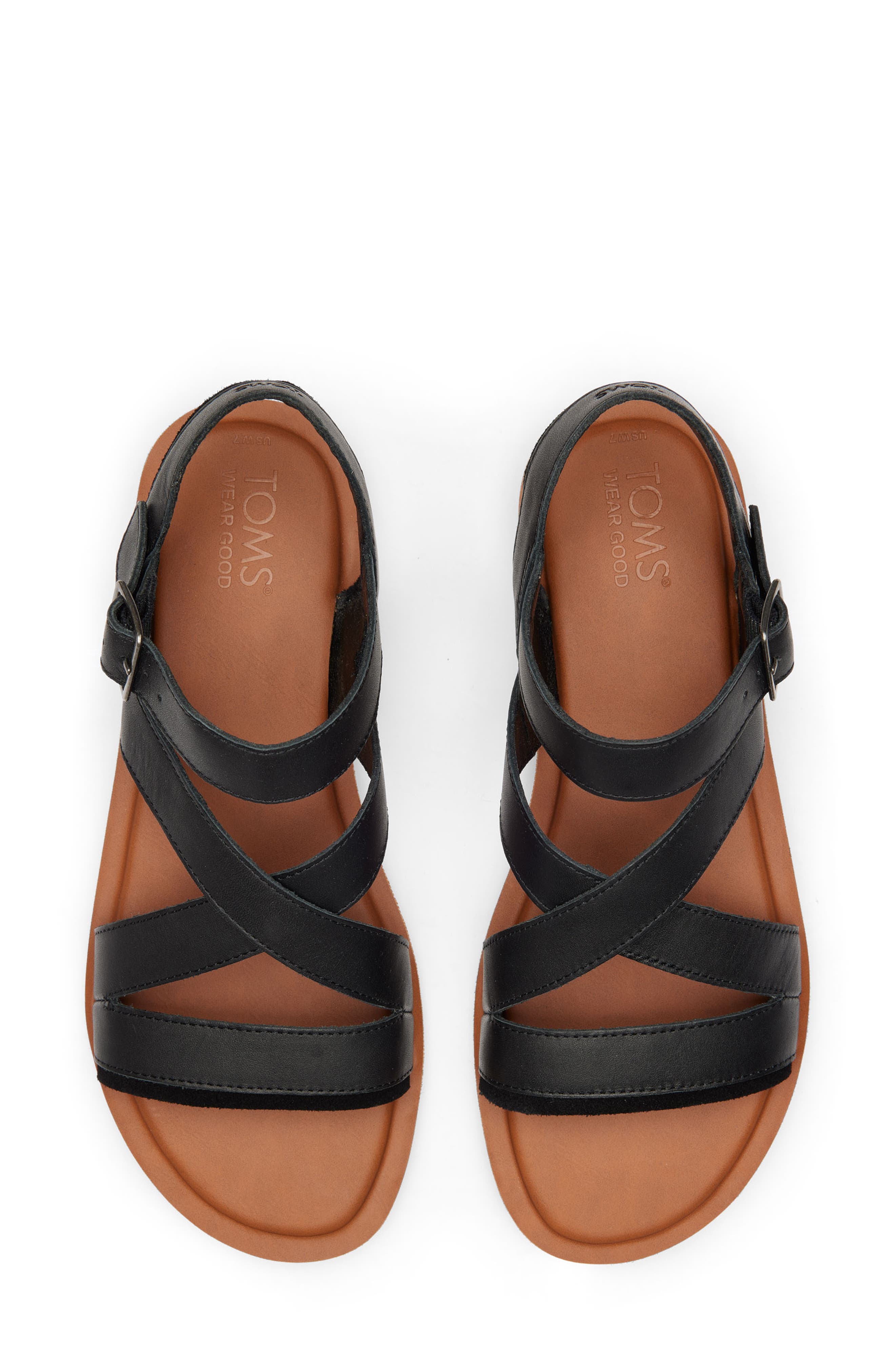 TOMS Sloane Ankle Strap Sandal, Alternate, color, Black