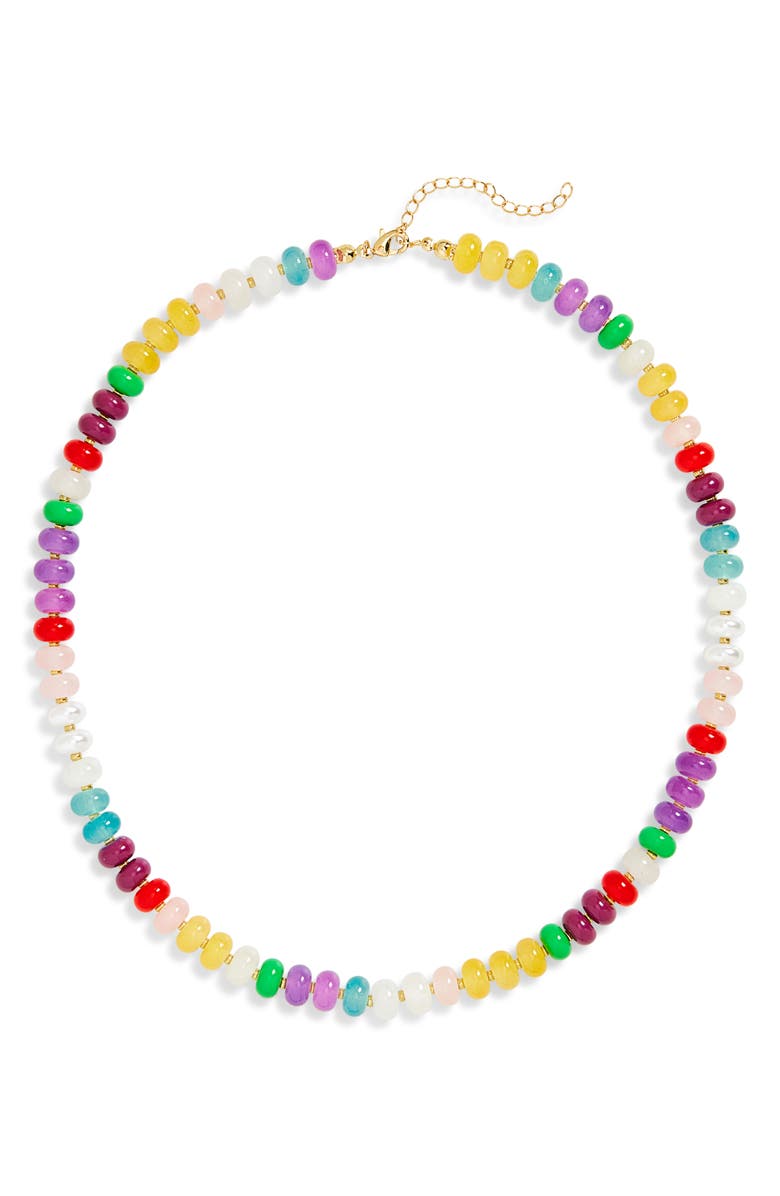 Leith Multicolor Beaded Necklace, Alternate, color, Rainbow Multi- Gold