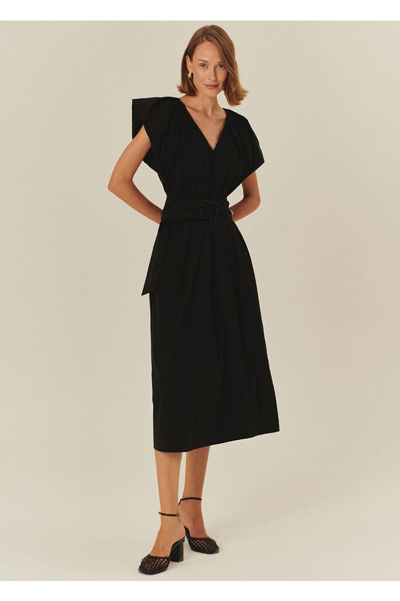 Sabrina Midi Dress, Alternate, color, BLACK