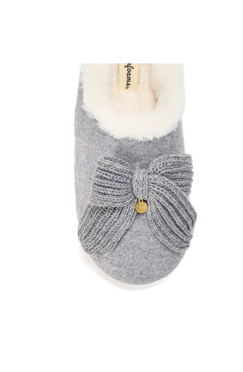 DEARFOAMS Josie Knit Clog Slipper with Bow, Alternate, color, Light Heather Grey