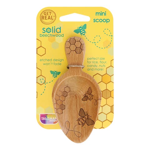 Laser Etched Beechwood Mini Scoop, Honey Bee Collection