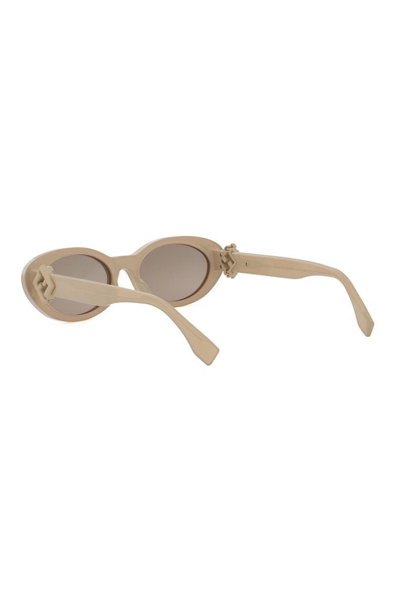 'Fendi Diamonds 53mm Oval Sunglasses, Alternate, color, SHINY BEIGE / BROWN