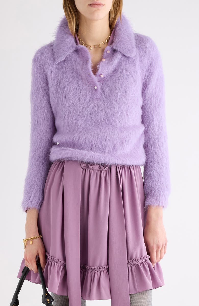 Chloé Brushed Alpaca Blend Polo Sweater, Main, color, Dreamy Lavender