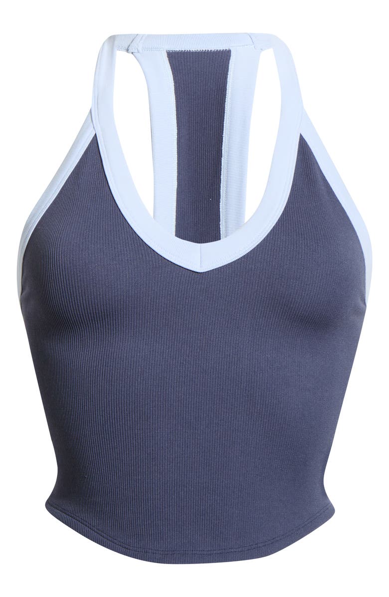 Free People All Clear Racerback Crop Top, Alternate, color, Midnight Navy Combo