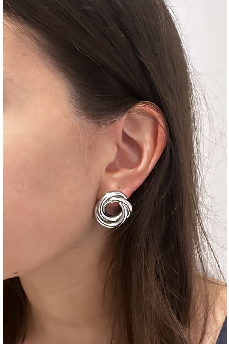 Triple Twist Round Stud Earrings, Alternate, color, SILVER