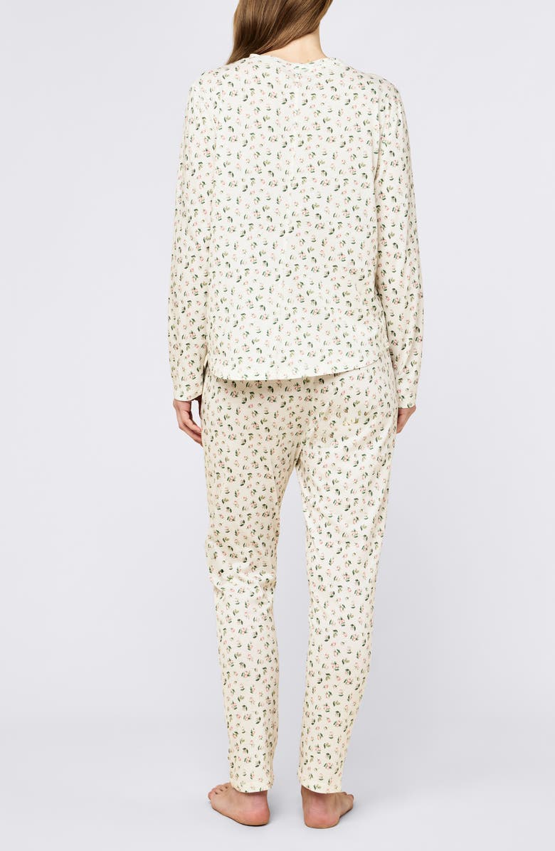 Papinelle Rosebud Organic Cotton Jersey Pajamas, Alternate, color, Ecru