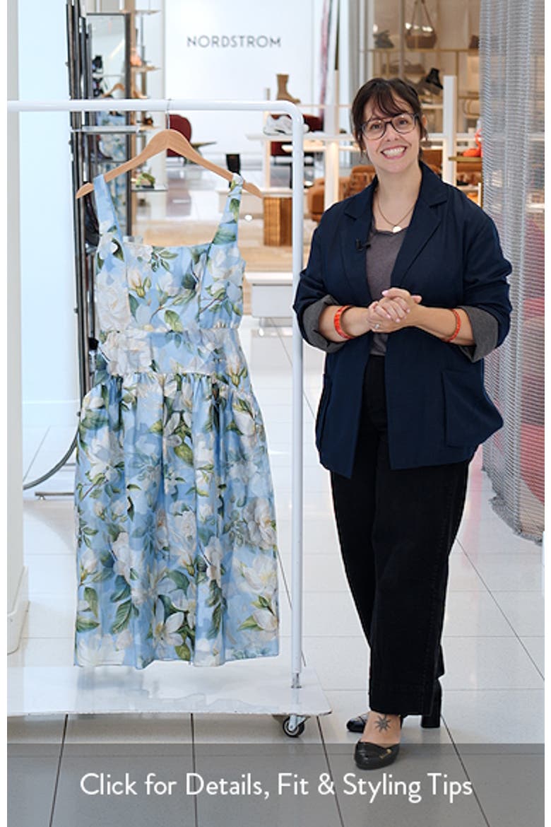 Gathered Floral Organza Midi Dress video
