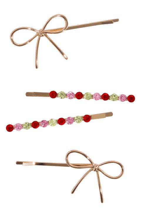 4-Pack Rhinestone & Bow Bobby Pins (Limited Edition)