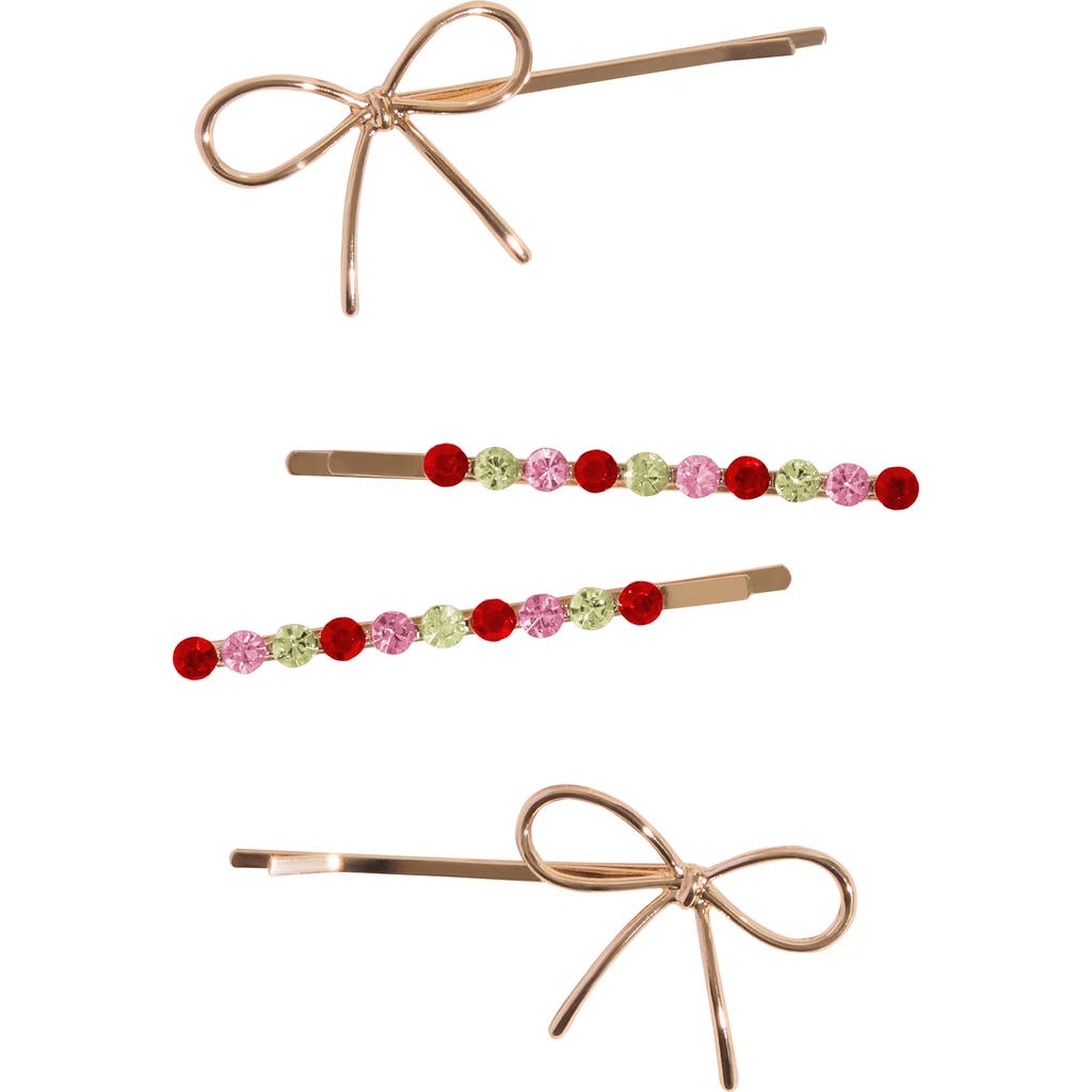 Kitsch 4-pack Rhinestone & Bow Bobby Pins In Multi