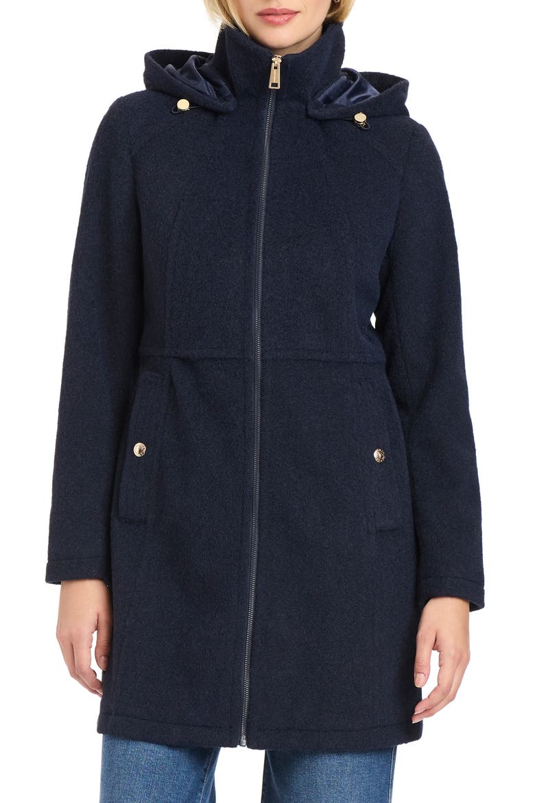 Walking Coat with Removable Hood, Main, color, NAVY