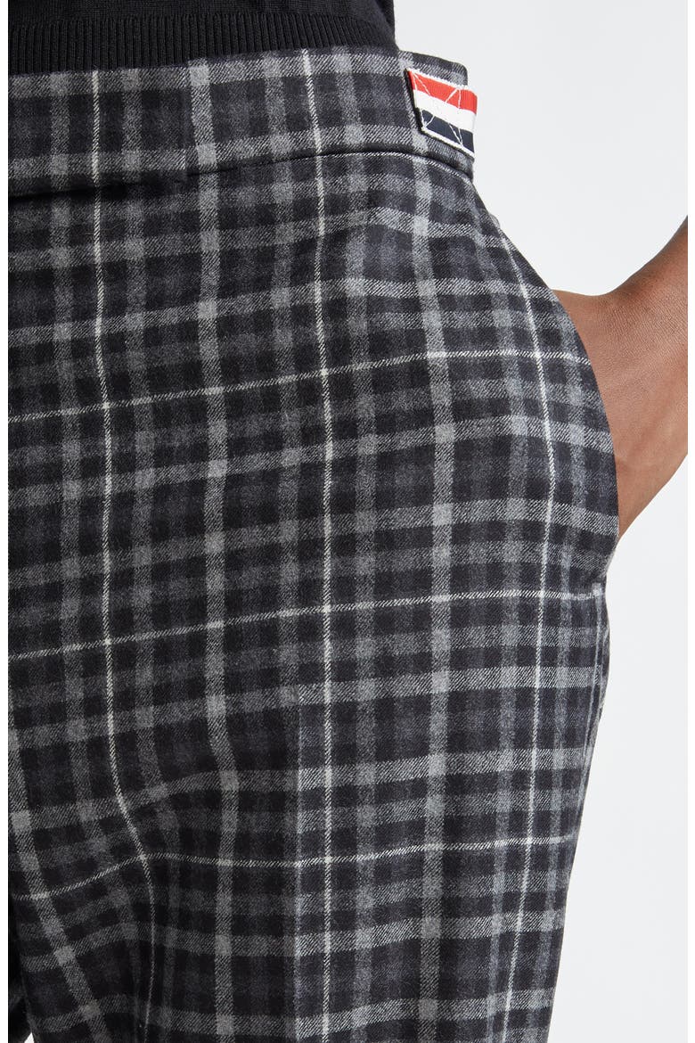Gingham Side Tab Wool Trousers, Alternate, color, CHARCOAL