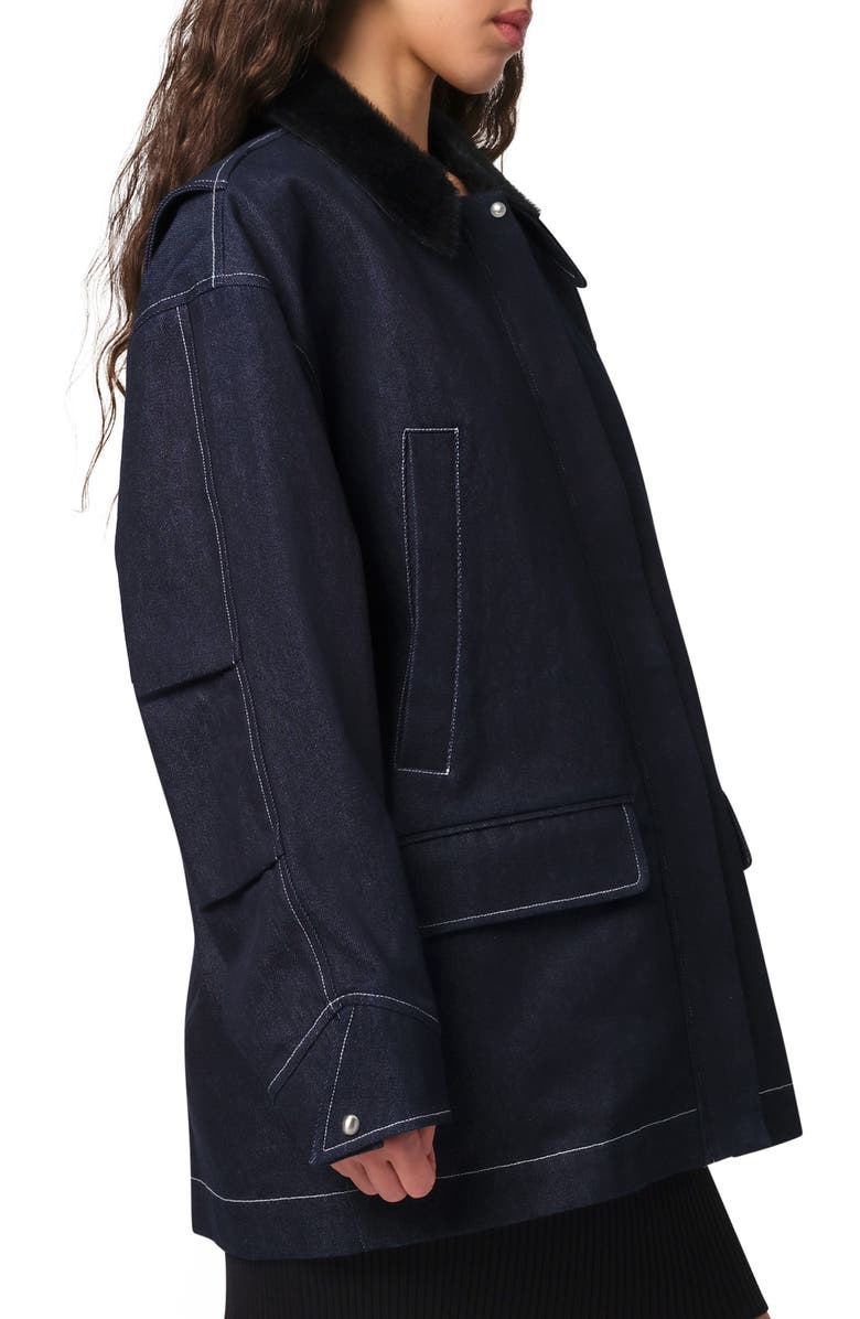 Apparis Clive Denim Chore Jacket with Faux Calf Hair Collar, Alternate, color, 