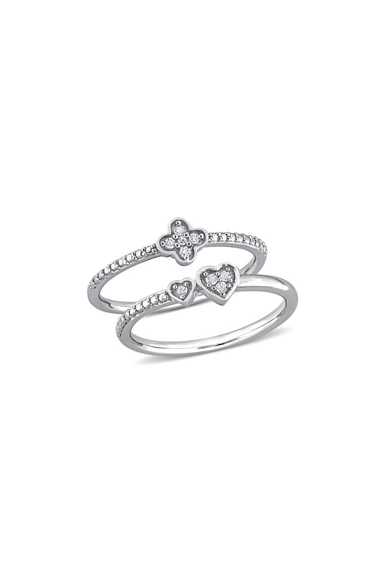 Set Of 2 Diamond Rings - 0.11ct., Main, color, SILVER/ DIAMOND