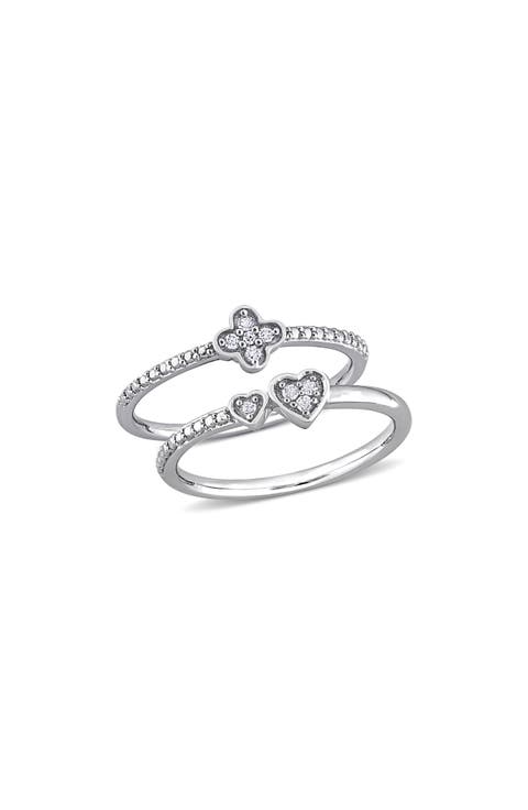 Set Of 2 Diamond Rings - 0.11ct.