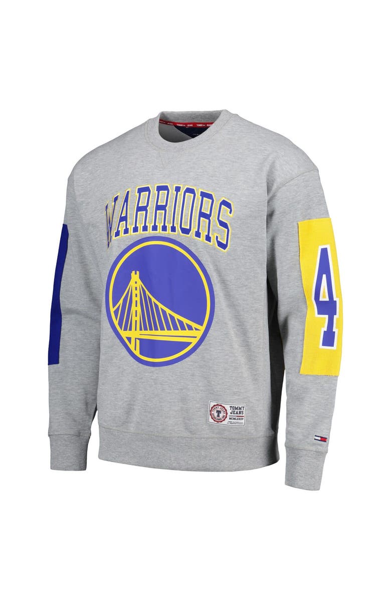 TOMMY JEANS Men's Tommy Jeans Heather Gray Golden State Warriors Hayes Crew Neck Pullover Sweatshirt, Alternate, color, Heather Gray