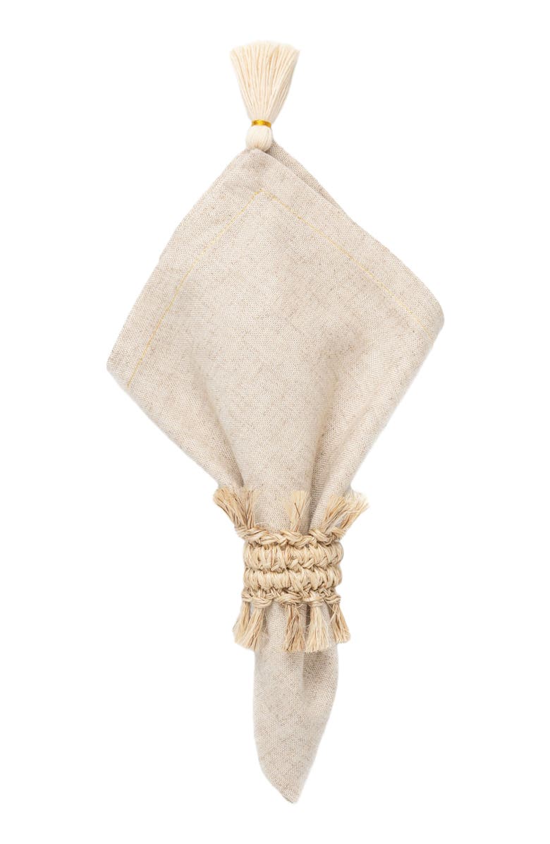 Tallo de Olivo Fique Fringe Napkin Rings Set of 4, Alternate, color, Natural