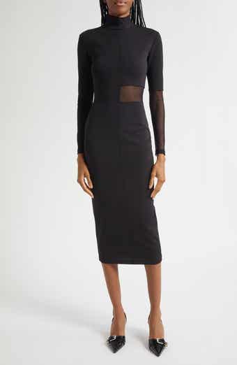 ISRAELLA KOBLA Ezereen Sheer Detail Long Sleeve Midi Dress